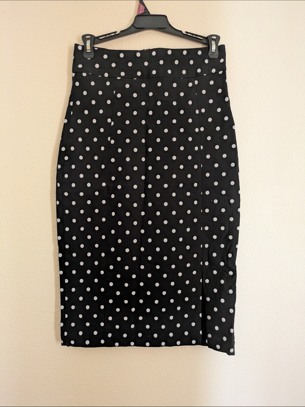 RockSteady Black Pencil Skirt with White Polka Dots
